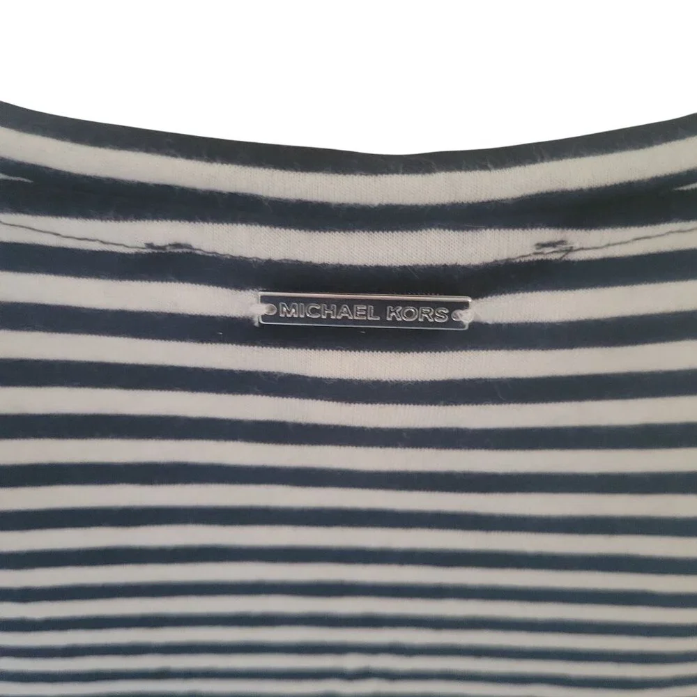Michael Kors Striped‎ Long-Sleeve Top With Crochet Details Womens XL
